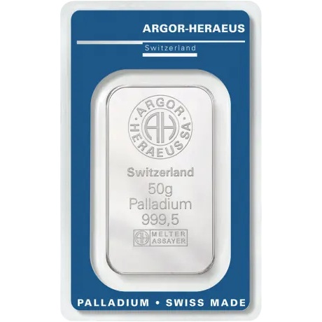 Schweiz - Argor-Heraeus Palladiumbarren - 50g Palladium