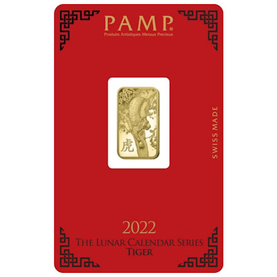 Goldbarren - PAMP Lunar Jahr des Tigers 2022 - 5g Gold