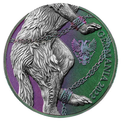 Germania Mint - 10 Mark Germania Beasts: Fenrir 2022 - 2 Oz Silber Ultra High Relief Color