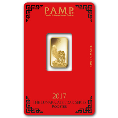 Goldbarren - PAMP Lunar Jahr des Hahns 2017 - 5g Gold