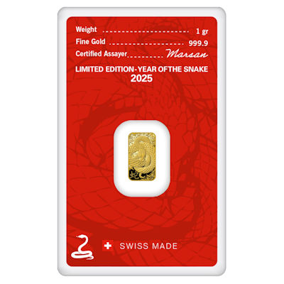 Goldbarren - Lunar Jahr der Schlange 2025 - 1g Gold
