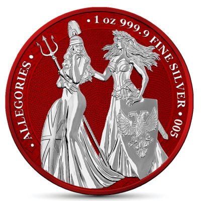 Germania Mint - 5 Mark Britannia & Germania 2019 - 1 Oz Silber Space Red