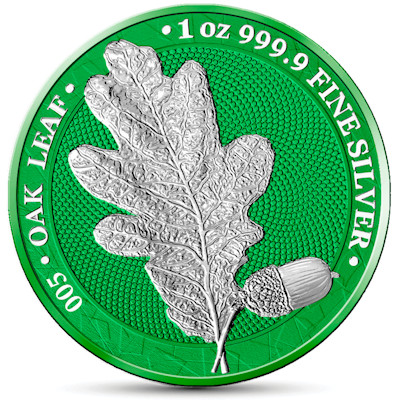 Germania Mint - 5 Mark Eichenblatt Oak Leaf Space Green 2019 - 1 Oz Silber