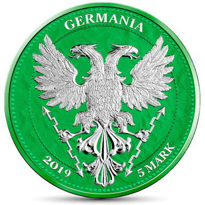Germania Mint - 5 Mark Eichenblatt Oak Leaf Space Green 2019 - 1 Oz Silber