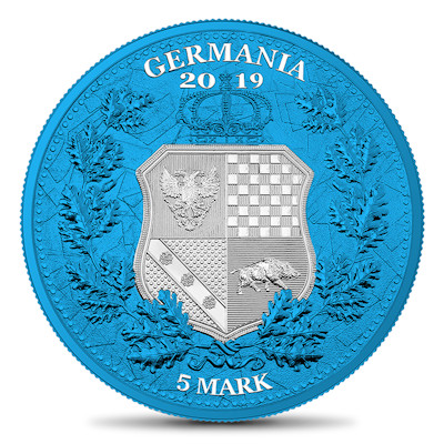 Germania Mint - 5 Mark Columbia & Germania Space Blue 2019 - 1 Oz Silber
