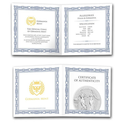 Germania Mint - 5 Mark Italia & Germania 2020 - 1 Oz Silber