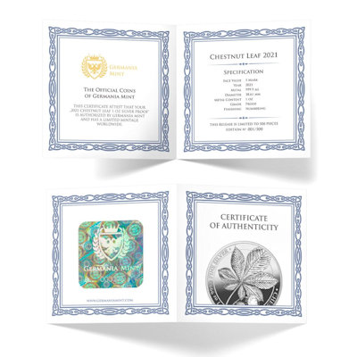 Germania Mint - 5 Mark Kastanie Chestnut Leaf PROOF 2021 - 1 Oz Silber PP