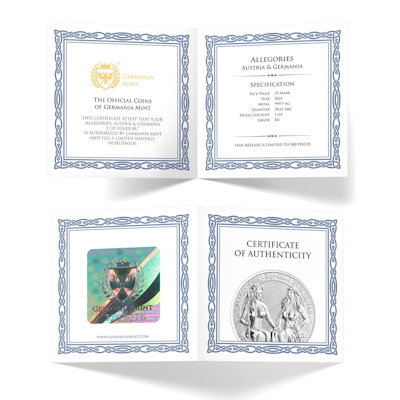 Germania Mint - 25 Mark Austria & Germania 2021 - 5 Oz Silber